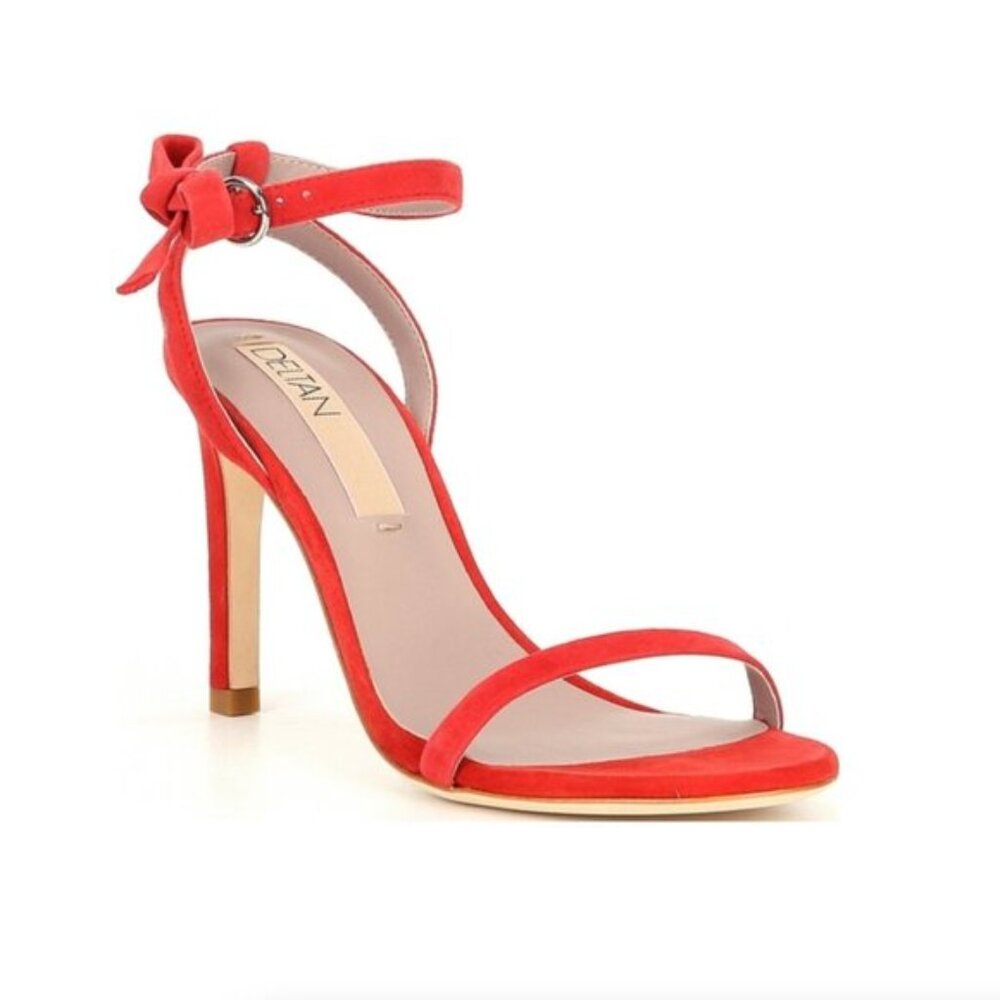 Deltan Miranda Heels Suede Ankle Strap Bow‎ Dress Dress Sandals Red Size 6